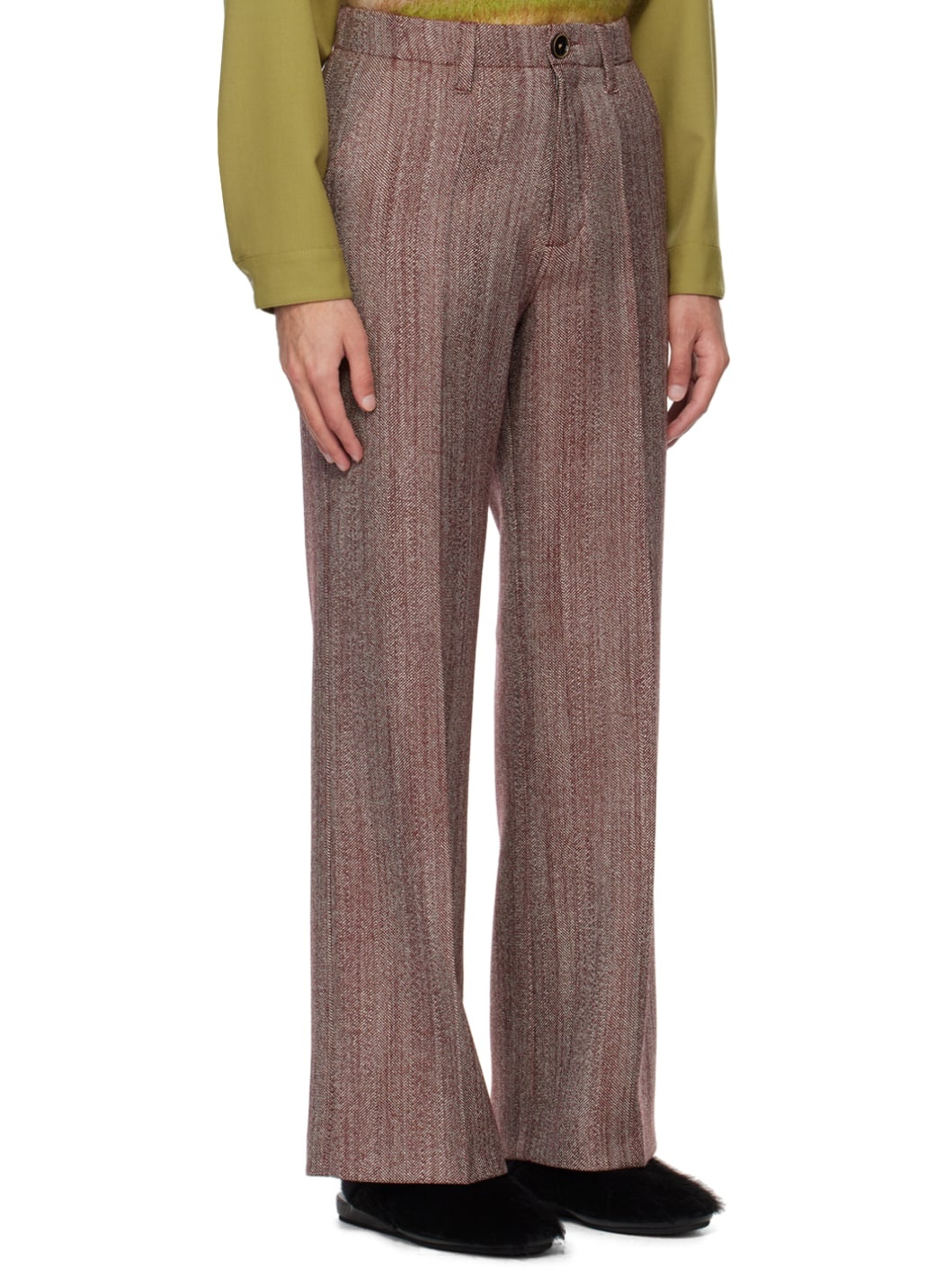 Burgundy Herringbone Trousers - 2