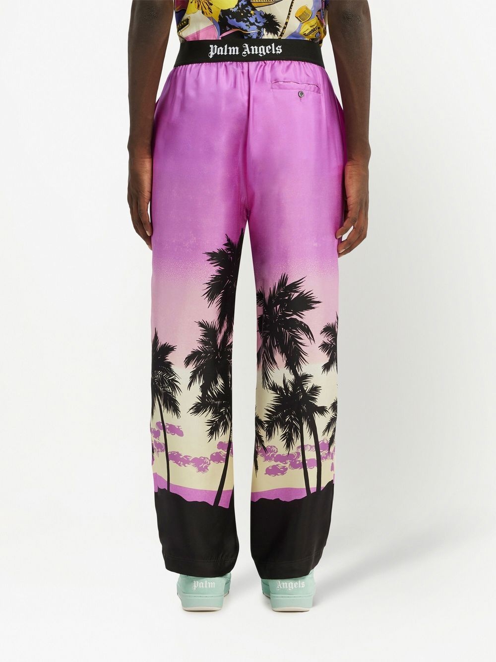 sunset-print straight trousers - 4