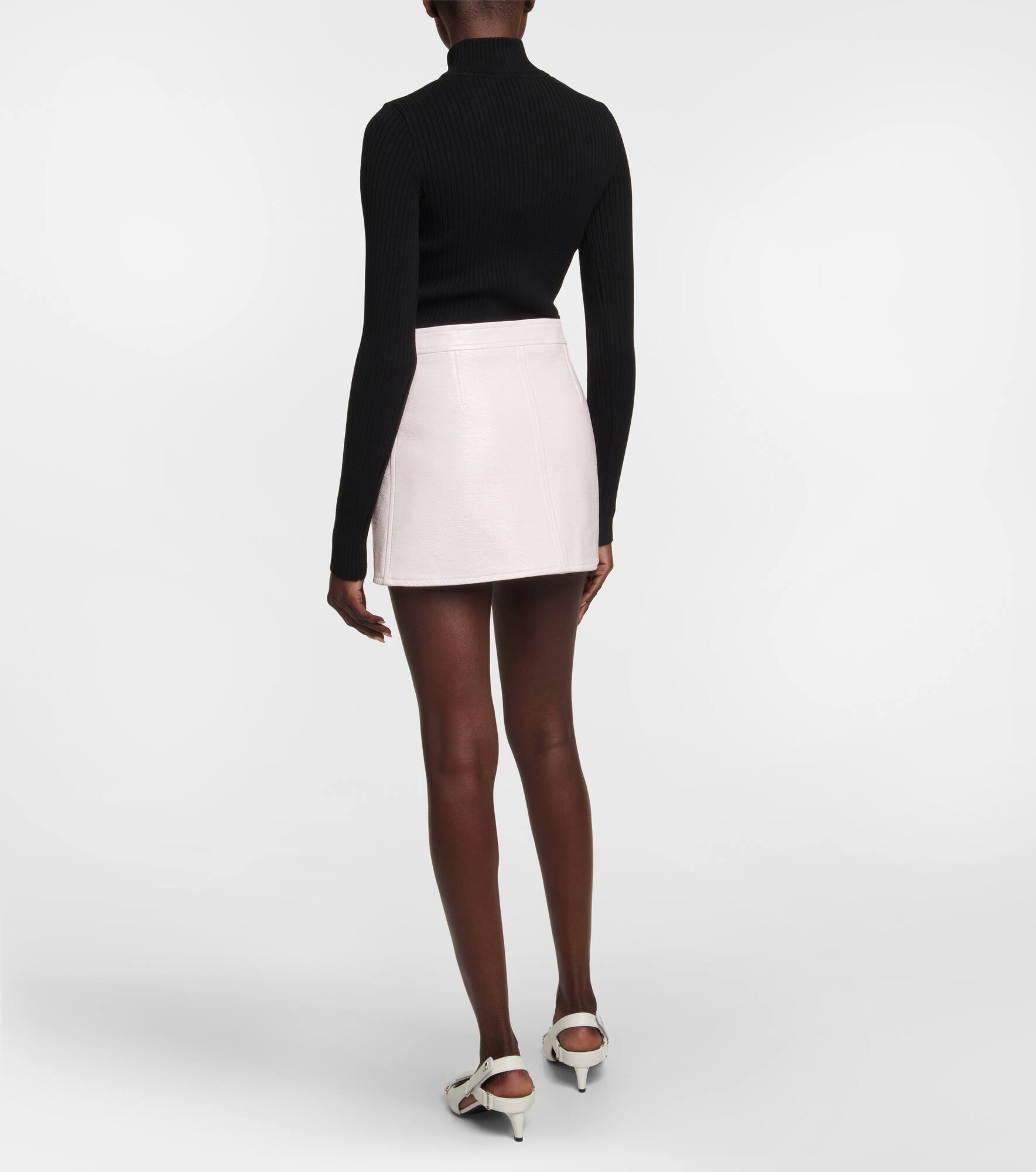 Coated cotton miniskirt - 3