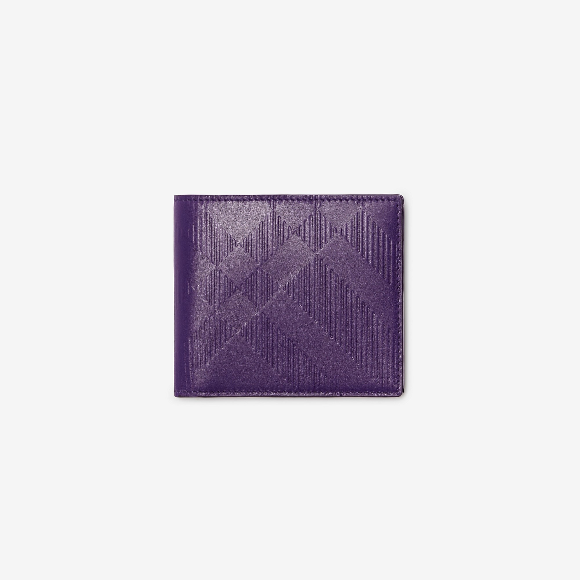 Check Leather Bifold Coin Wallet - 1