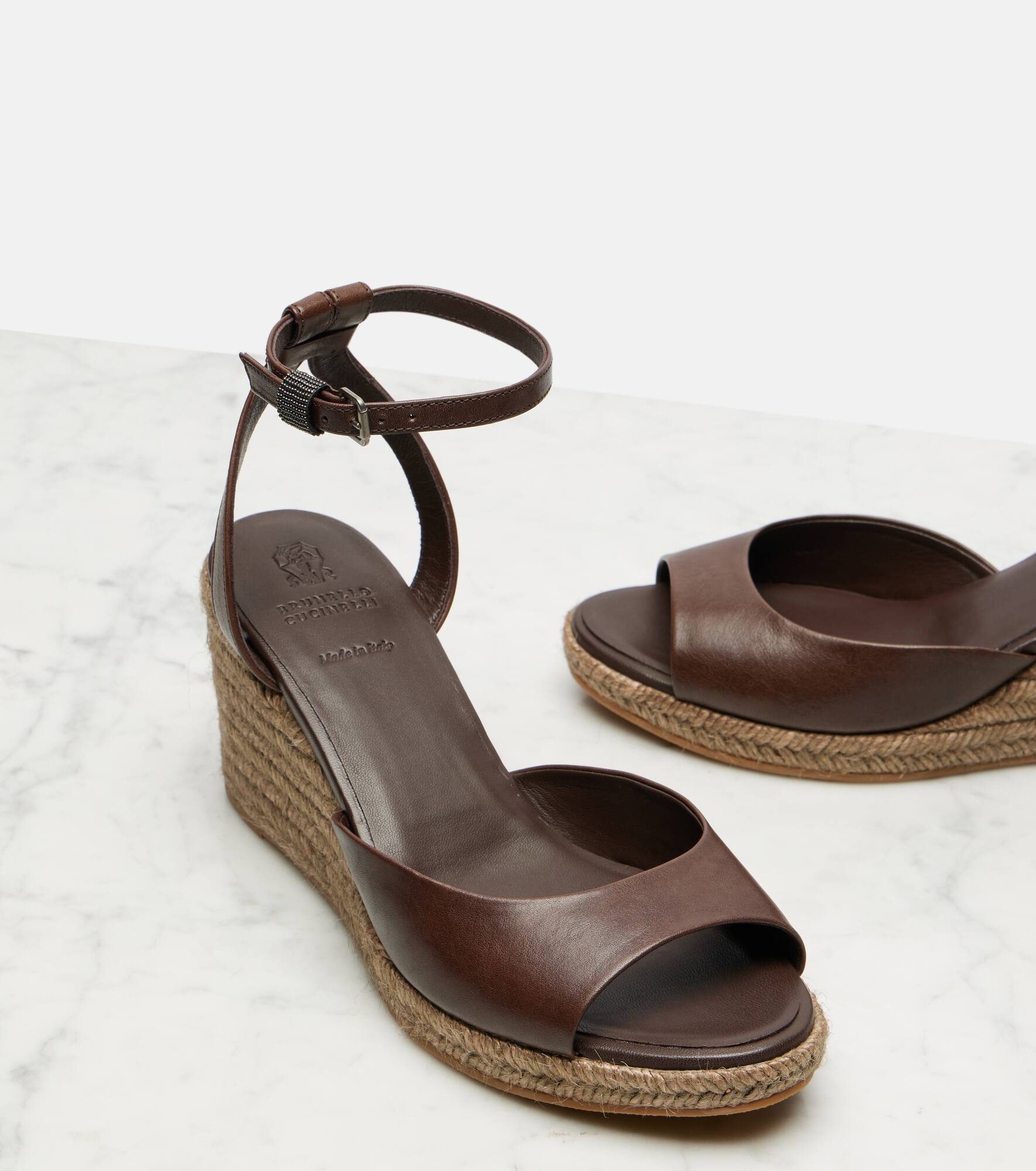 Leather espadrille wedges - 5
