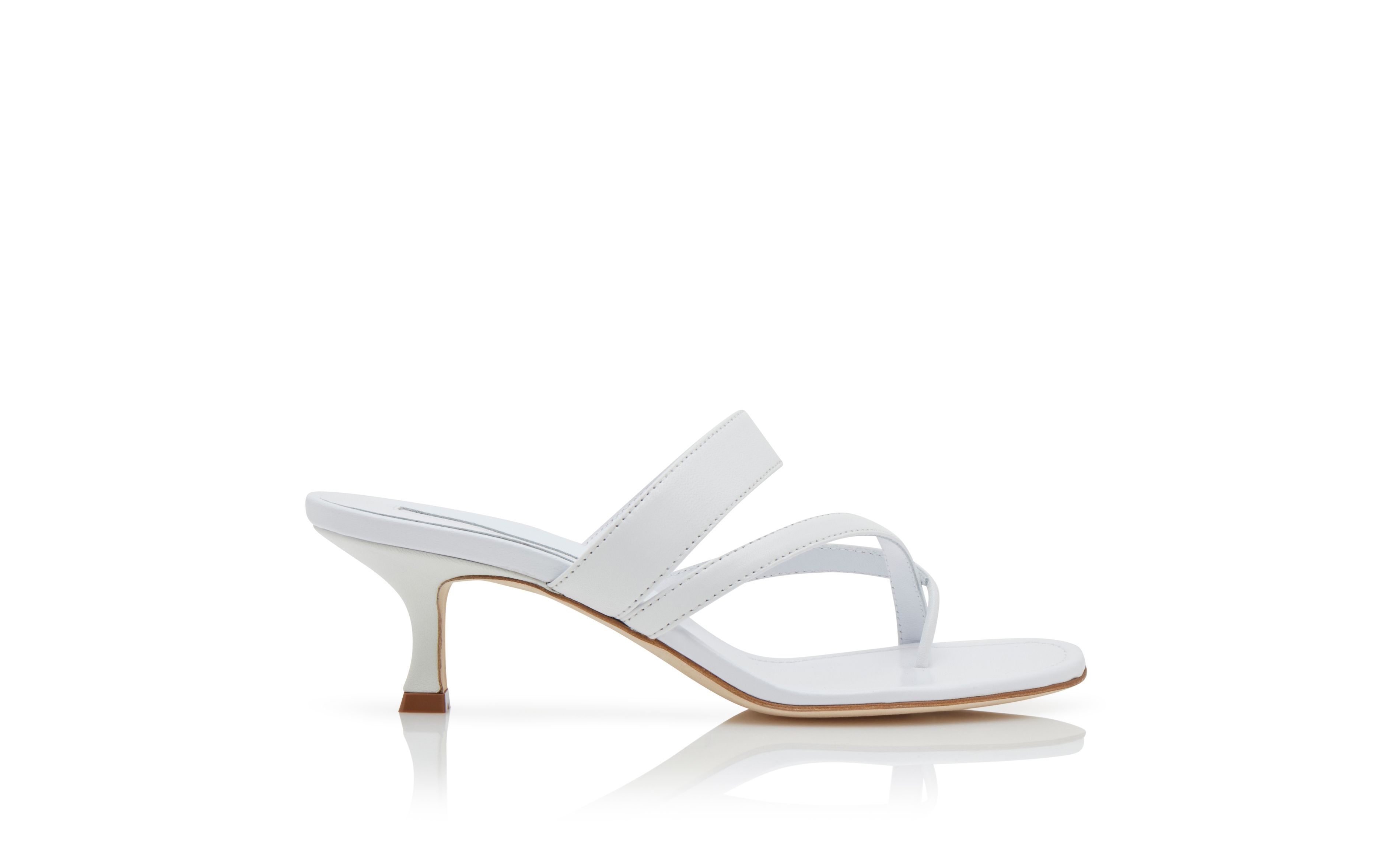 White Nappa Leather Crossover Strappy Mules - 1