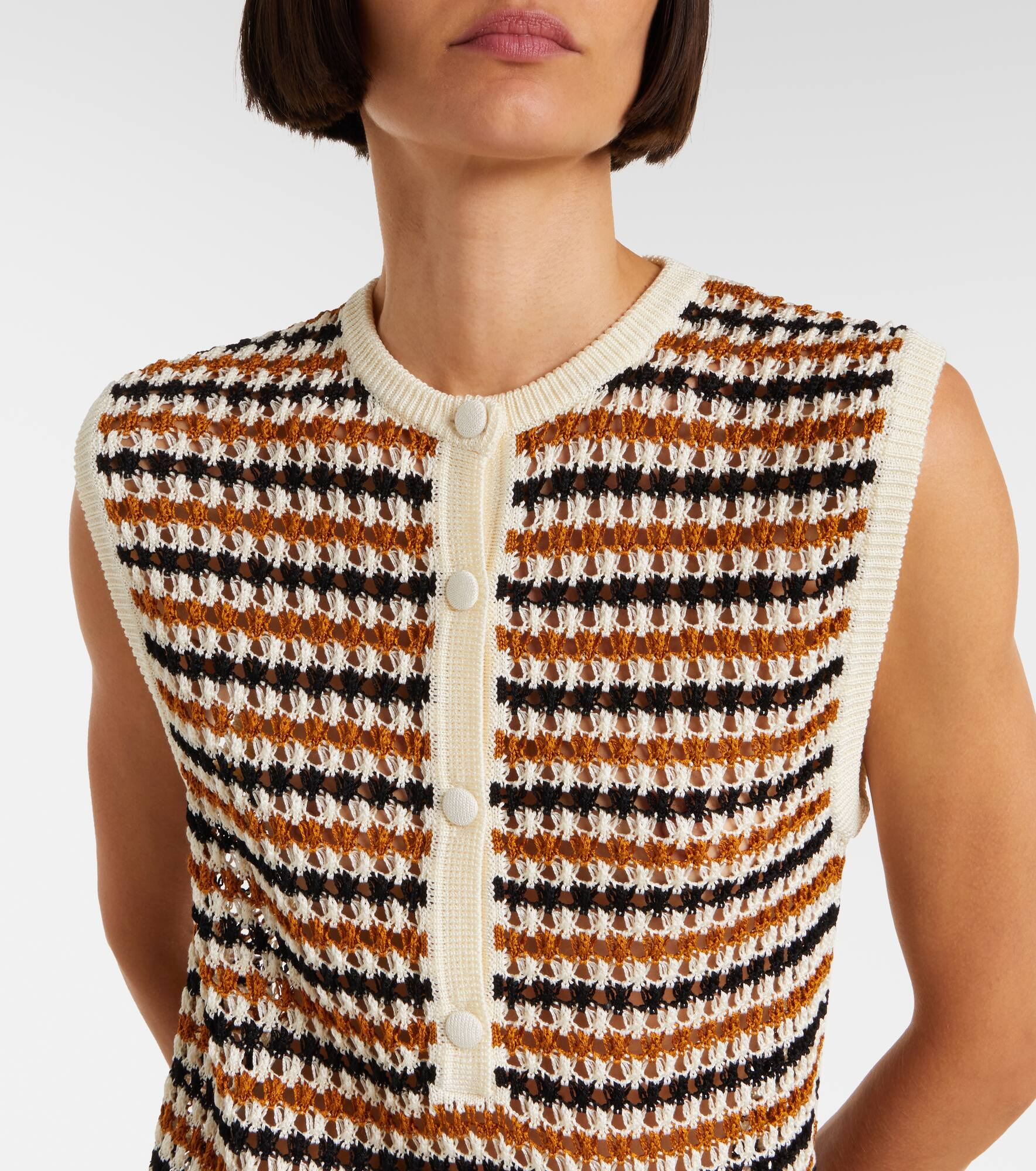 Inedit open-knit cotton-blend polo dress - 4