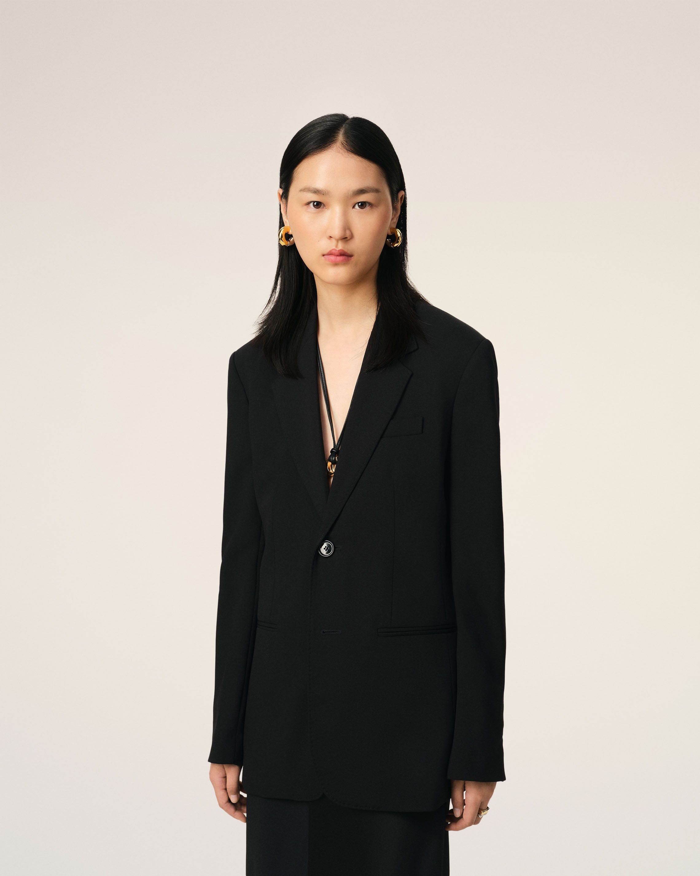 BLACK WOOL SEMI-LINED JACKET - 3