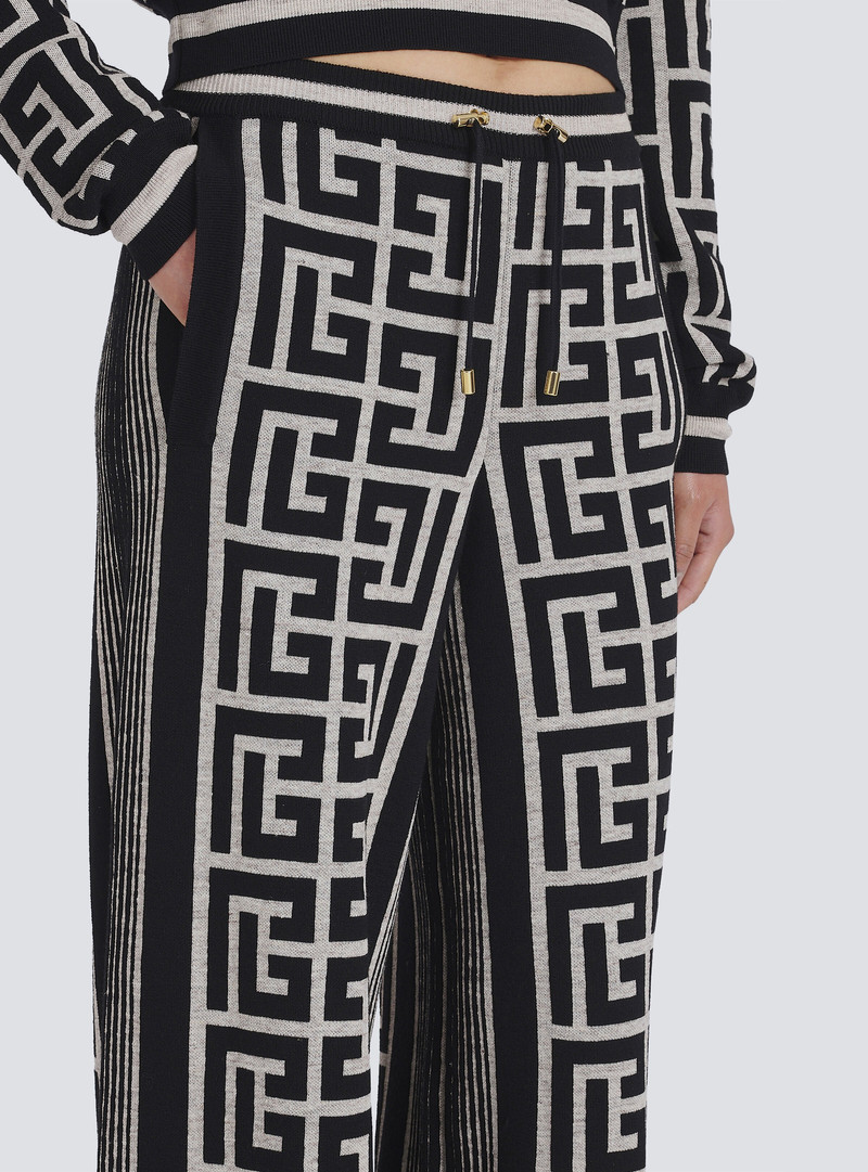 Wide Balmain monogram pants 7
