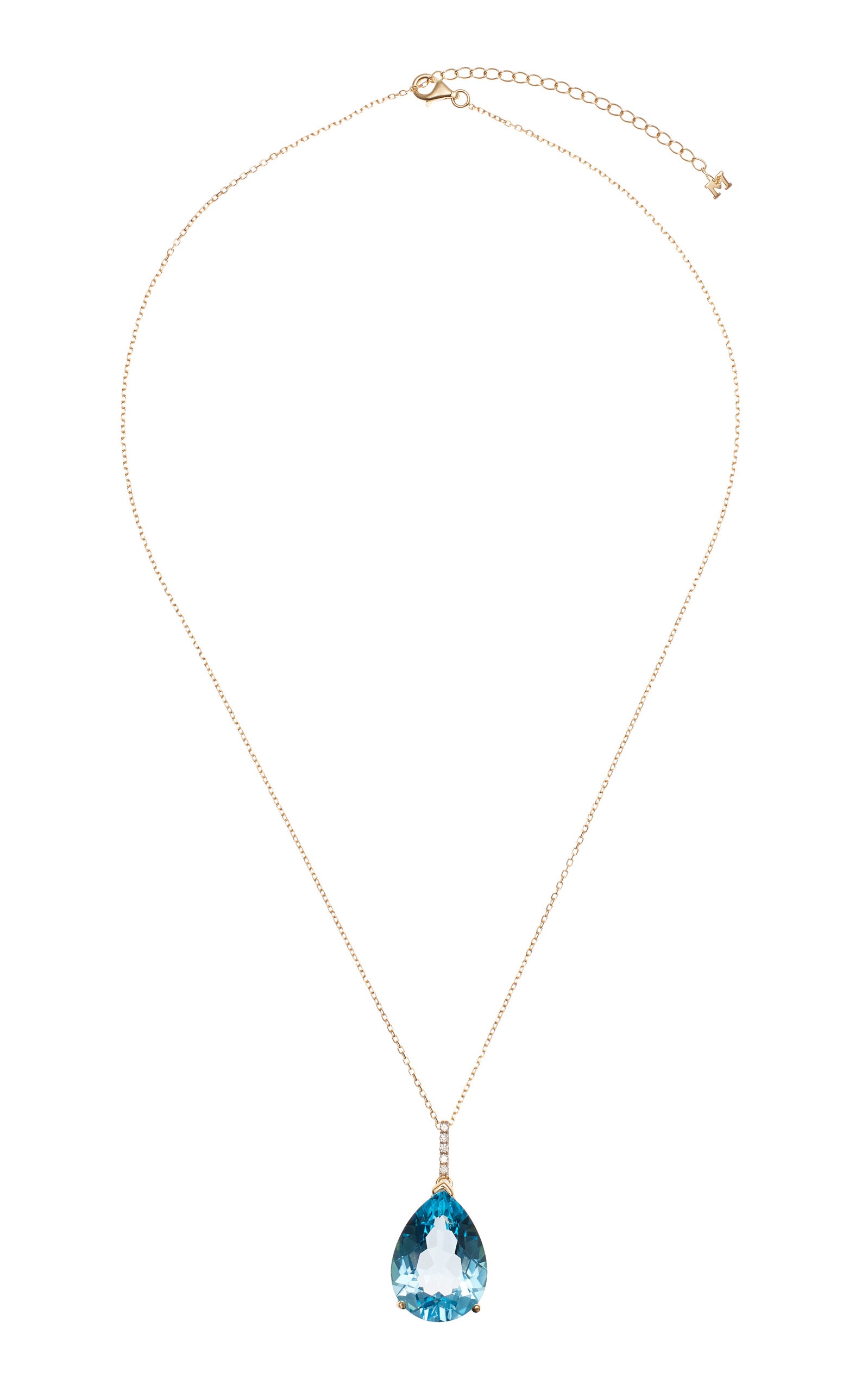 14K Yellow Gold Topaz Necklace blue - 1