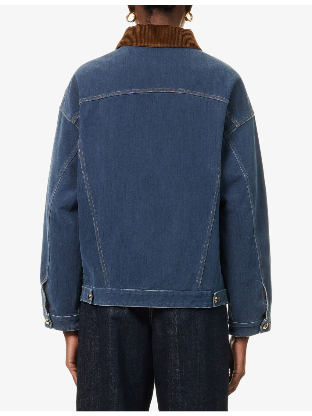Embroidered-Logo Padded Denim Jacket - 4