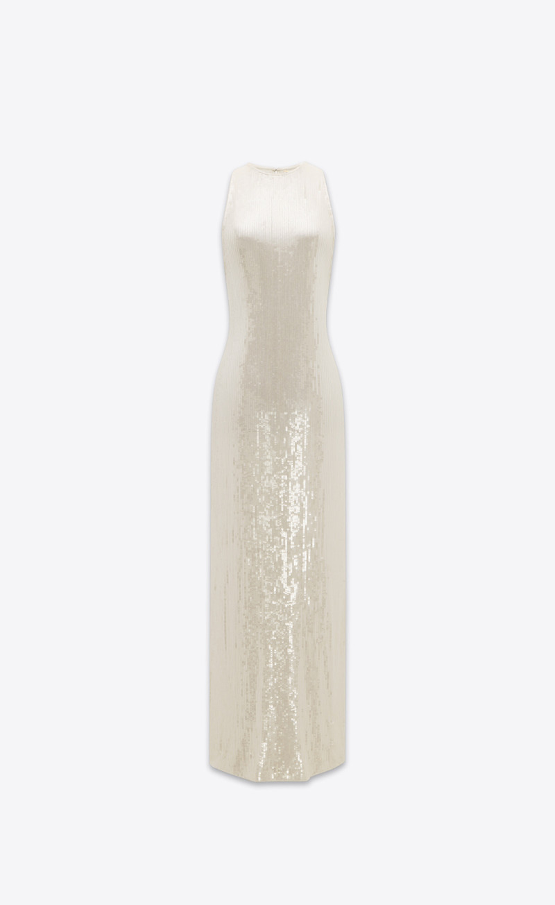 SAINT LAURENT long sequin dress in jersey - 777342Y5F639601 | REVERSIBLE