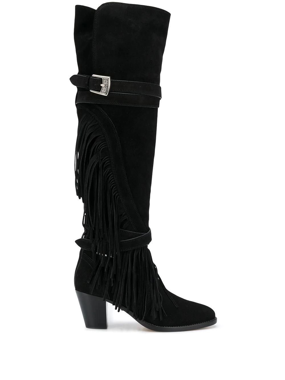 fringed-detail knee-high boots  - 1