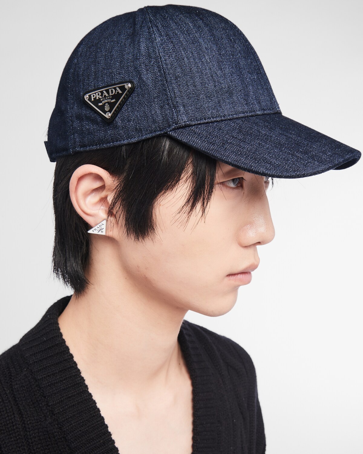 キャップ PRADA FW25 Denim baseball cap (1HC274AJ6 F0008) Navy Denim Baseball Cap | PRADA