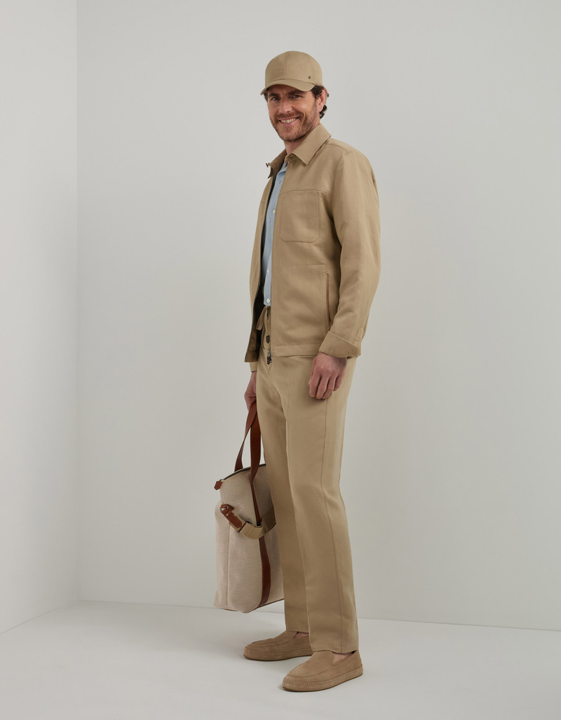Canali SUEDE-COLORED LINEN SILK FABRIC DRAWSTRING PANTS outlook
