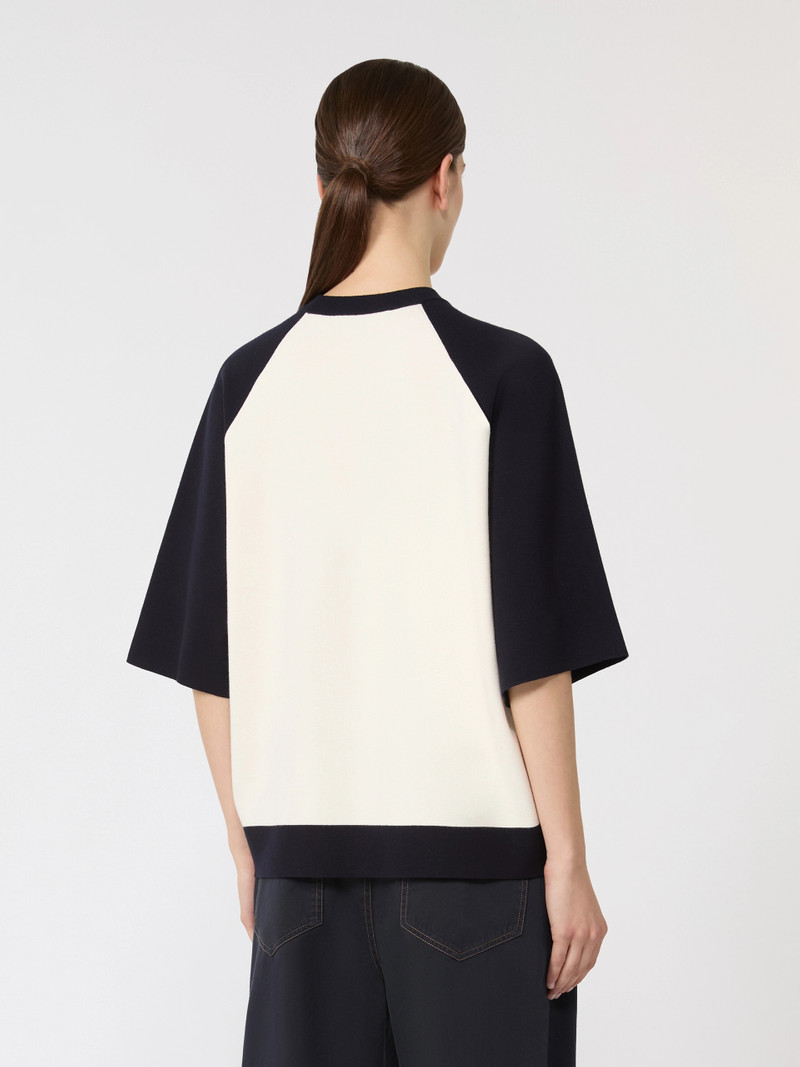 VELO Stretch viscose boxy sweater - WHITE BLUE 4