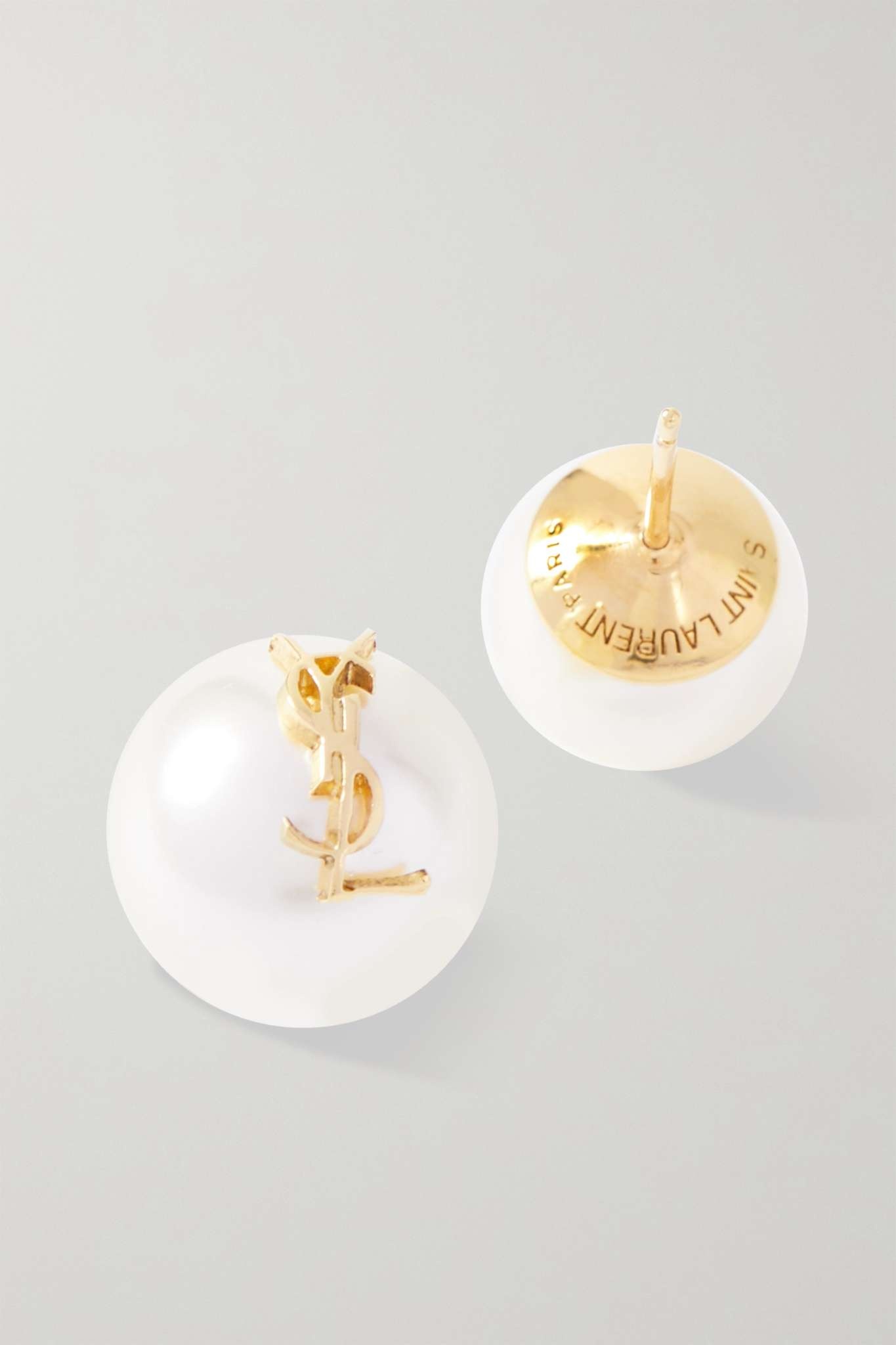 Gold-tone faux pearl earrings - 4