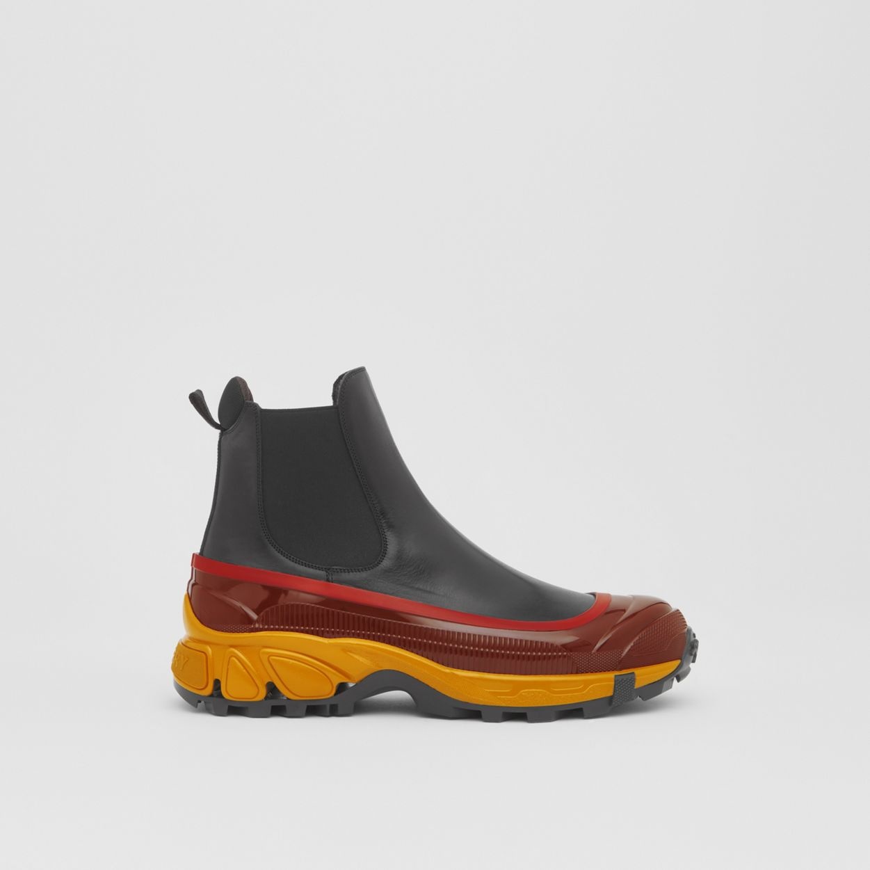 Contrast Sole Leather Chelsea Boots - 1