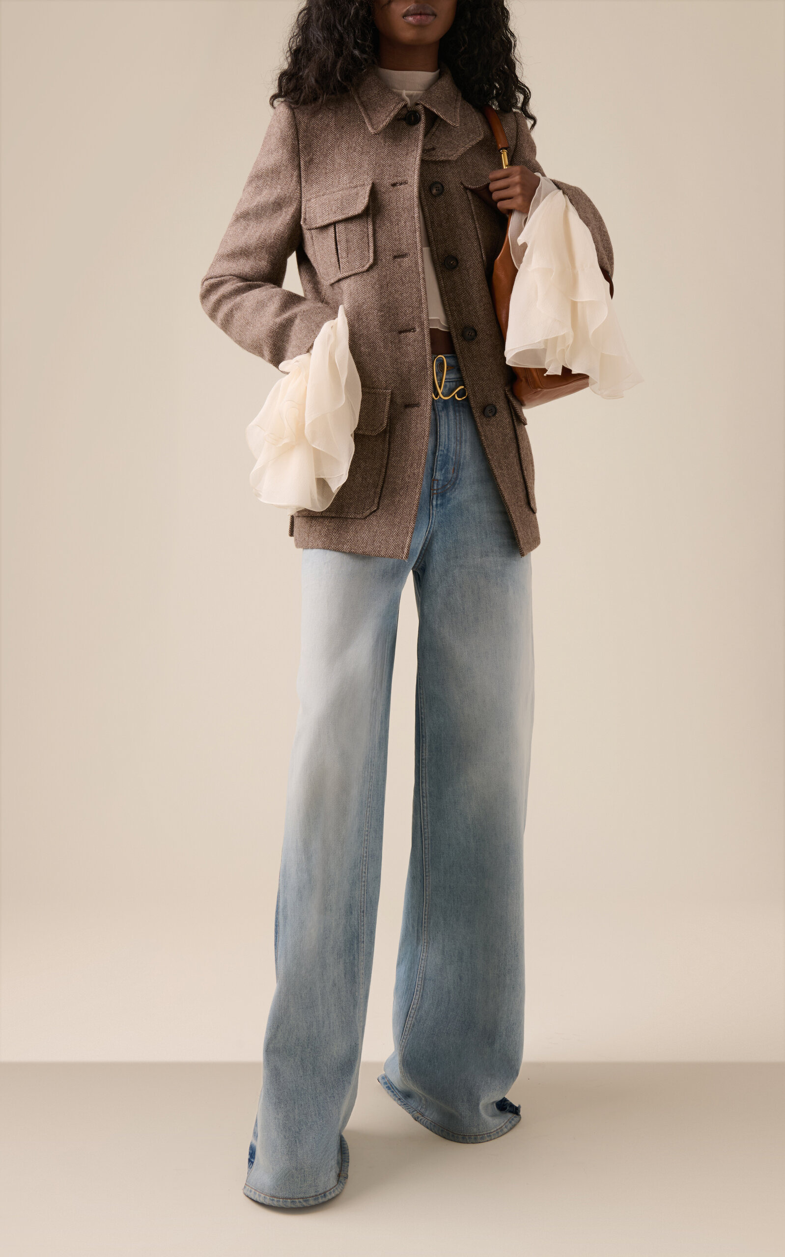 Pocket-Detailed Herringbone Wool Jacket brown - 3