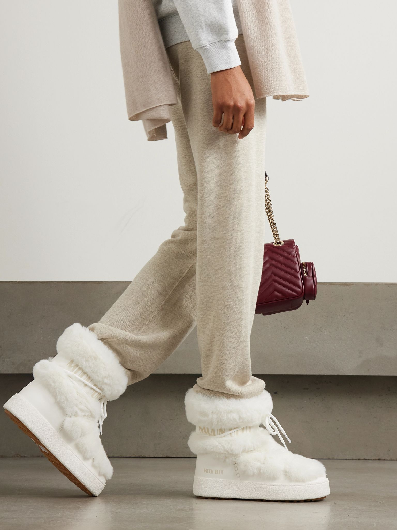 LTrack Monaco faux fur-trimmed shell and faux leather snow boots White - 2