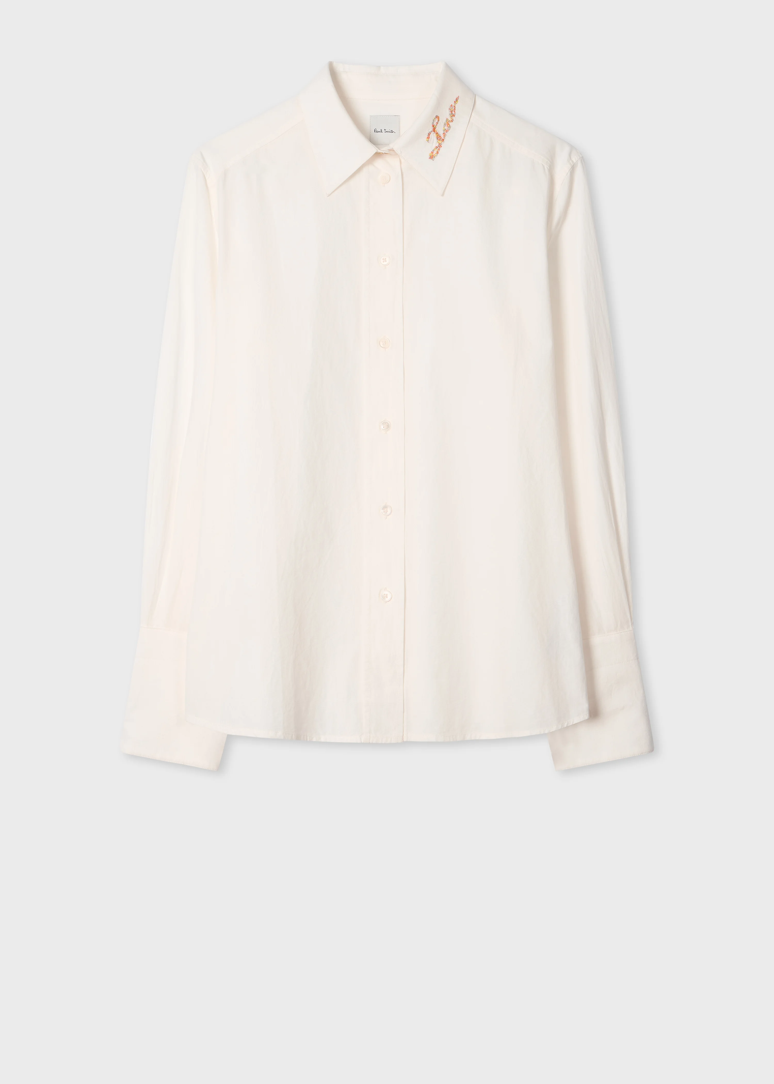 Women's White Shirt with 'Love' Embroidered Collar - 1