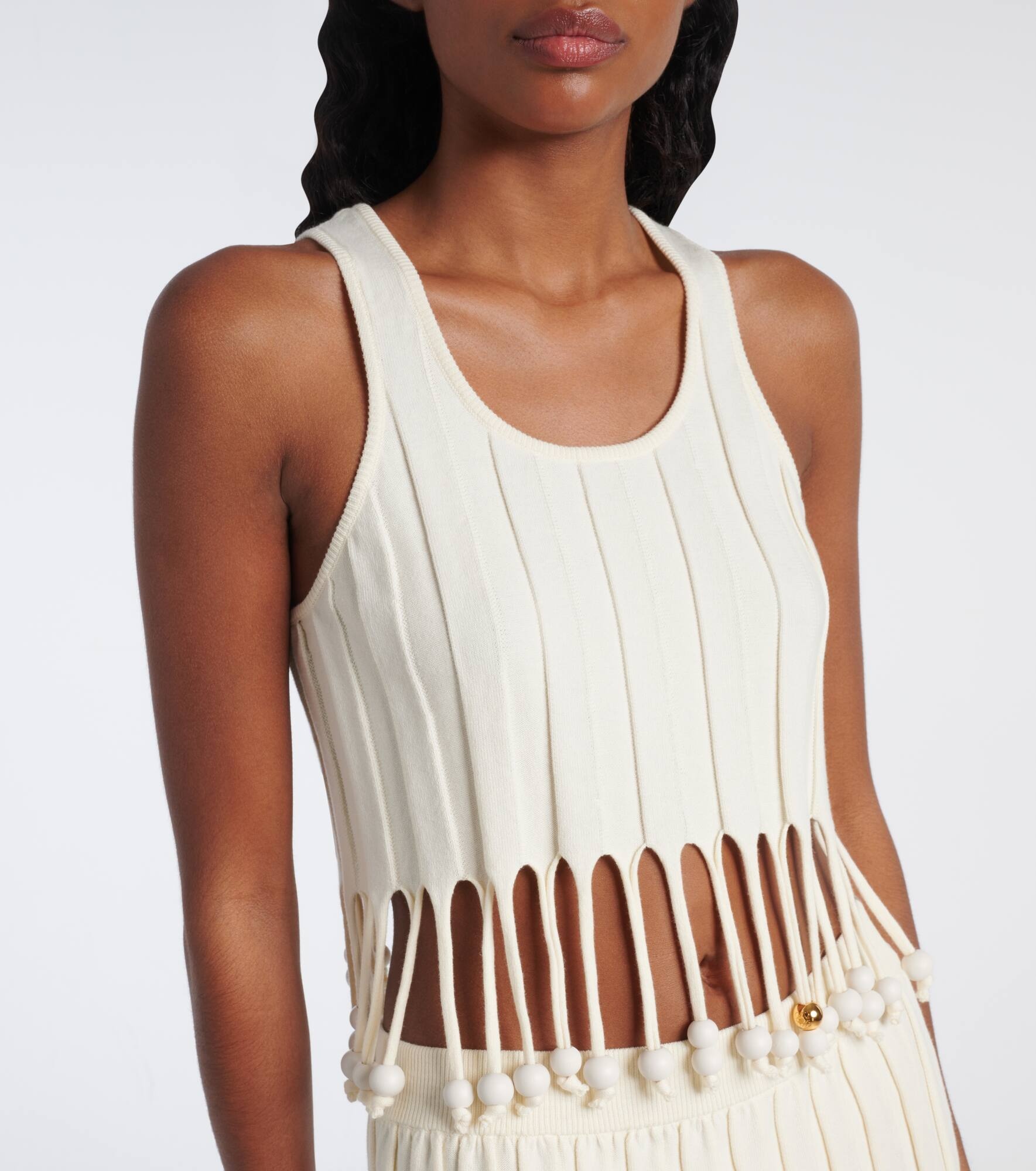 Paula's Ibiza embellished cotton crop top - 4