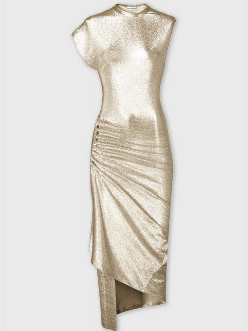 GOLD DRAPÉ PRESSION DRESS IN LUREX 1