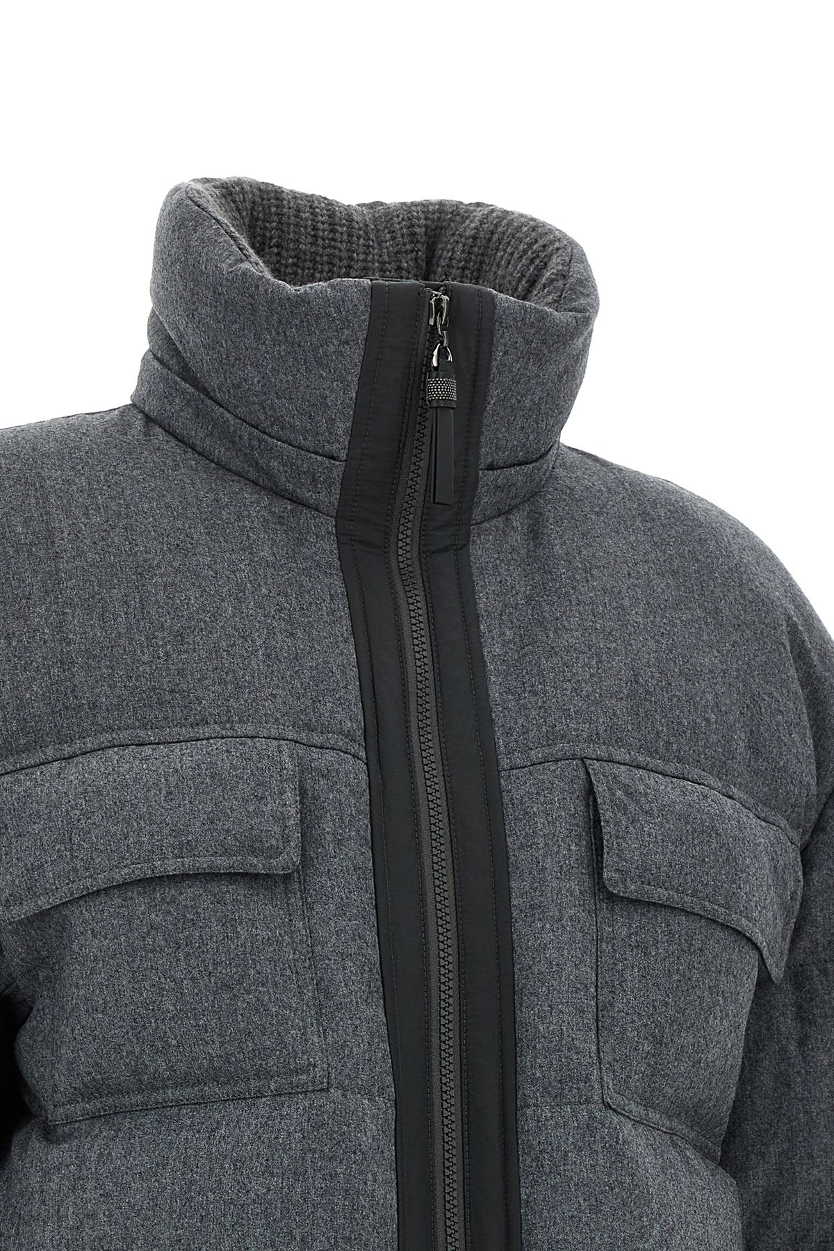 'Shiny Zipper Pull' long down jacket - 5
