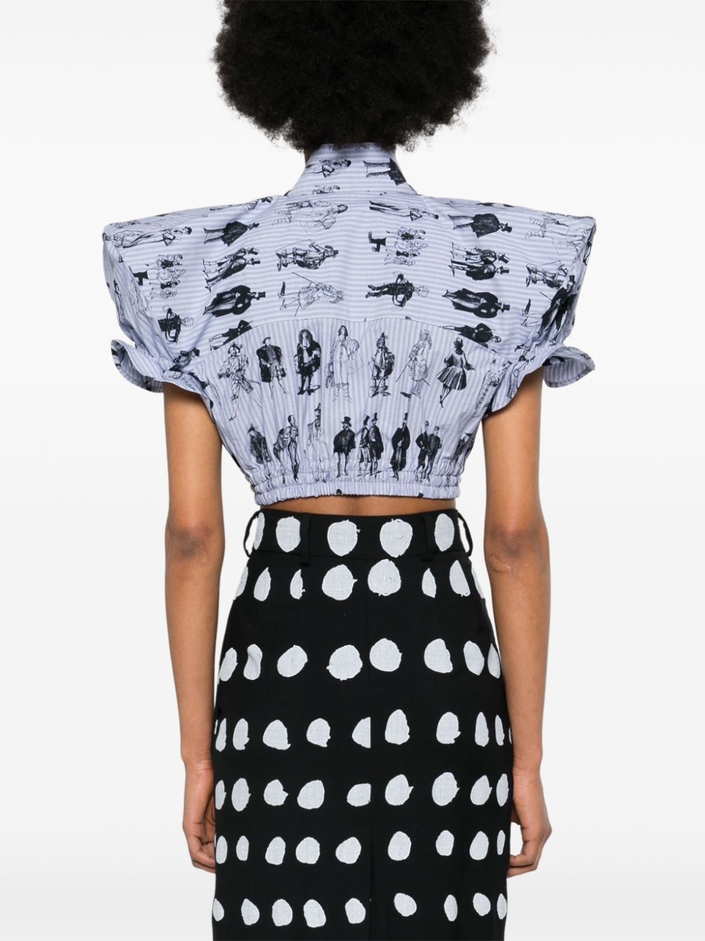 royalty-print striped crop top - 4