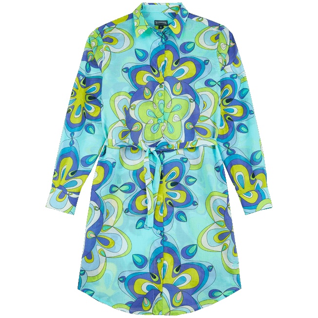 Women Cotton Shirt Dress Kaleidoscope - 1