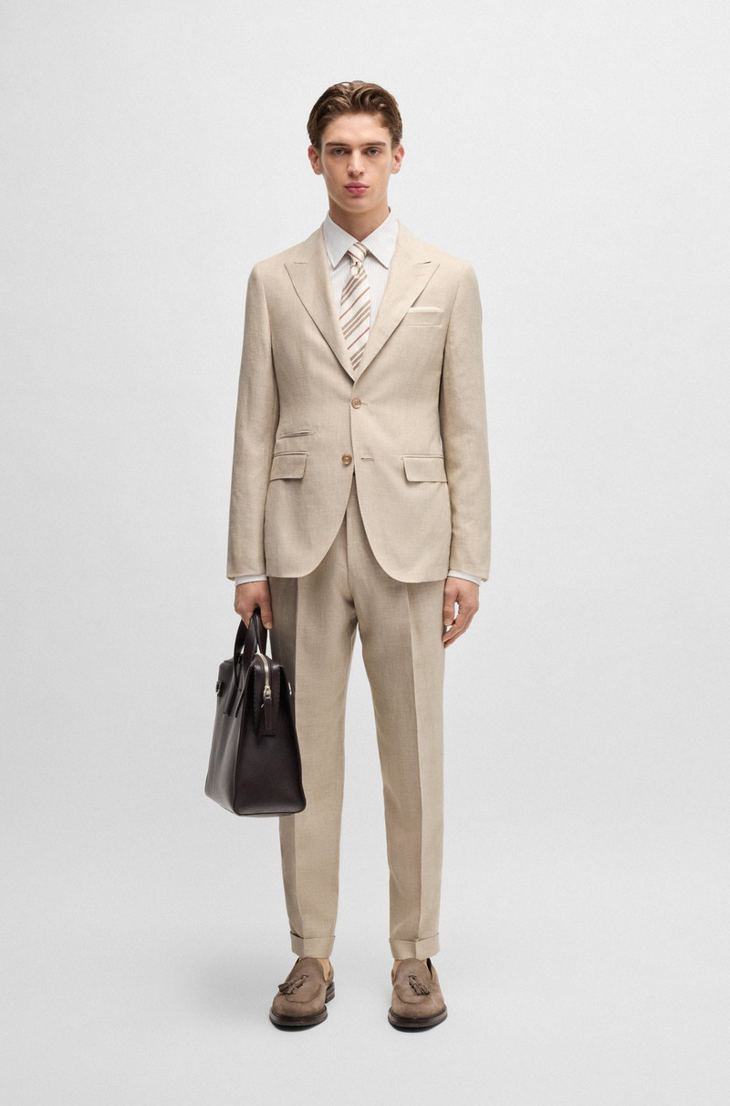 SLIM-FIT SUIT IN CHECKED LINEN, WOOL AND SILK 1