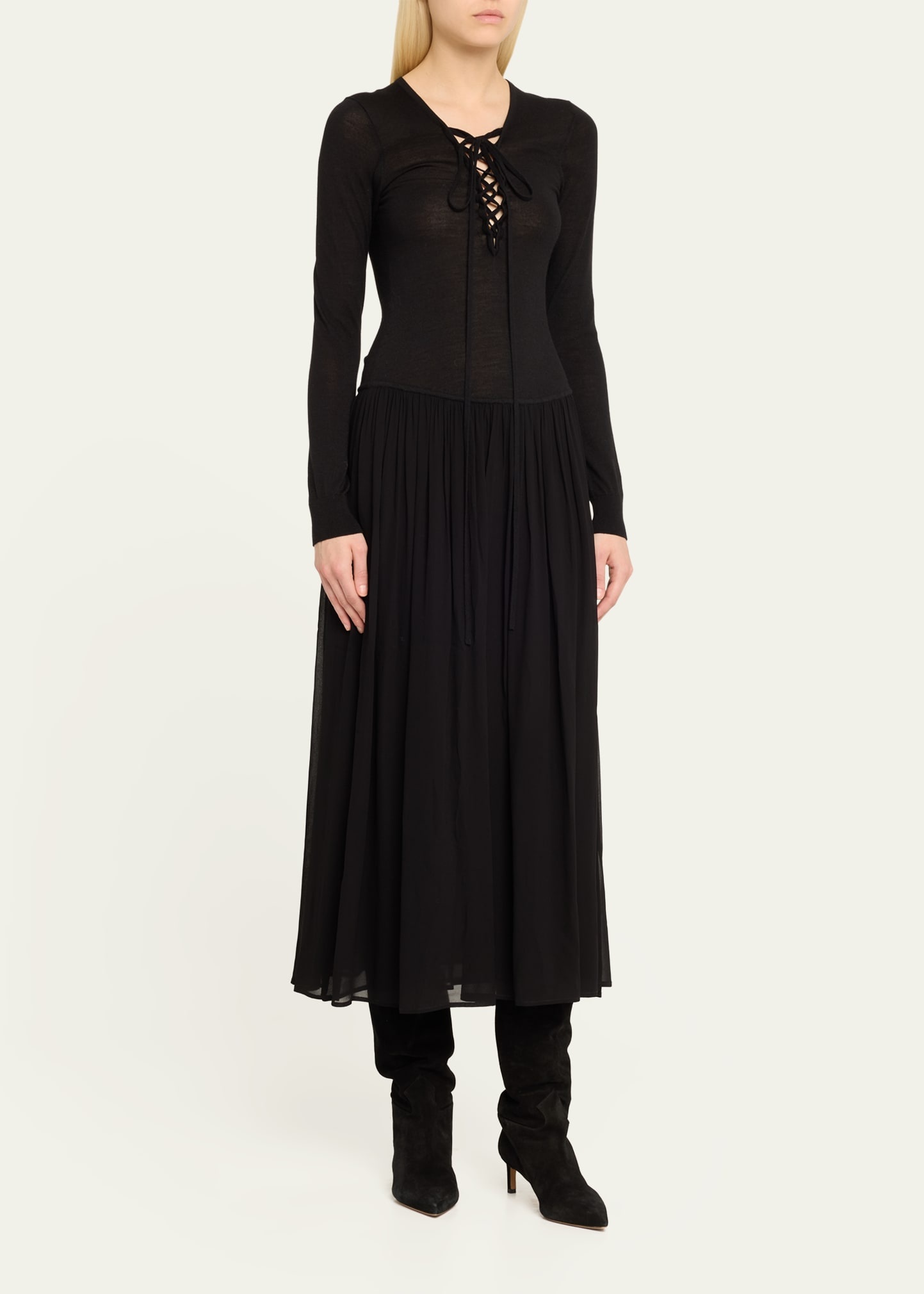 Colette Long-Sleeve Drop Waist Dress - 4