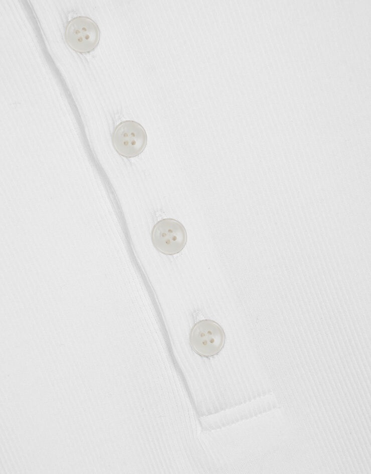 Fine-rib cotton granddad-neck T-shirt - 4