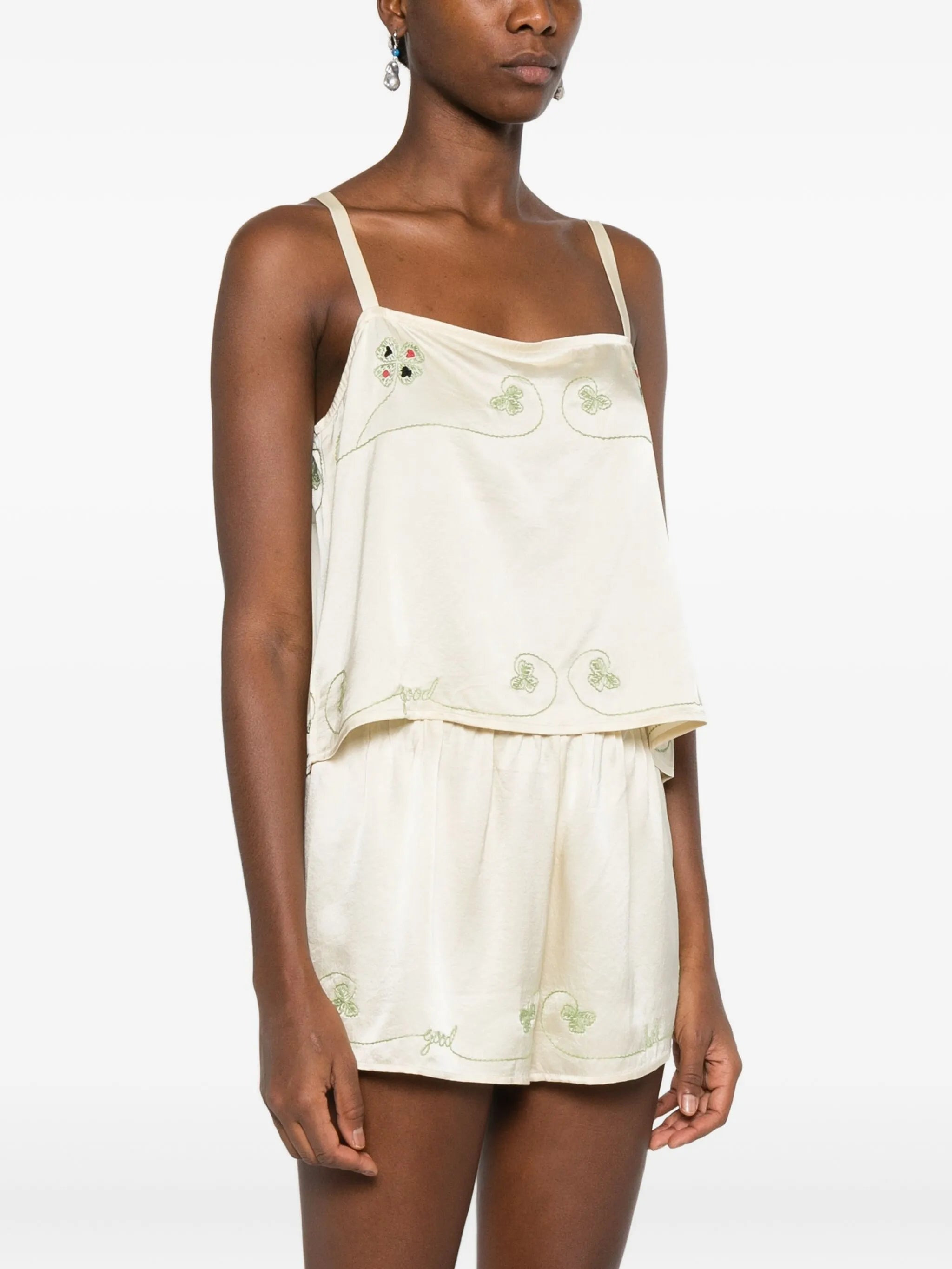 floral-embroidered tank top - 3