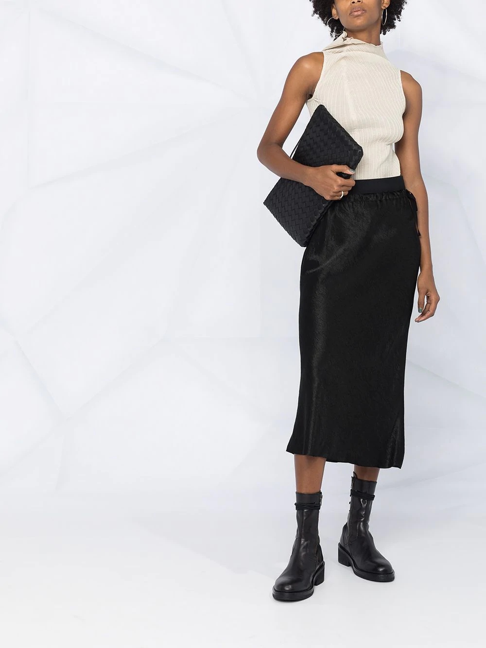 midi-length crease skirt - 2