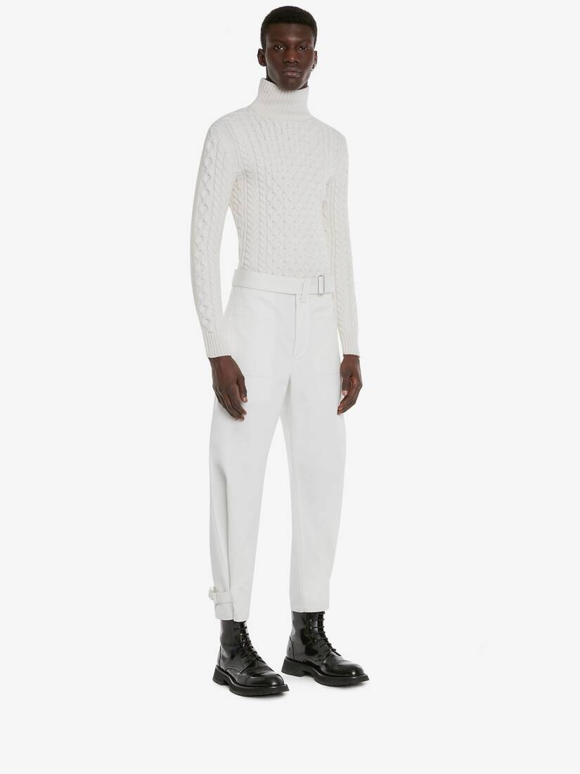 Men's Wool Roll-neck Jumper in Ivory - 3