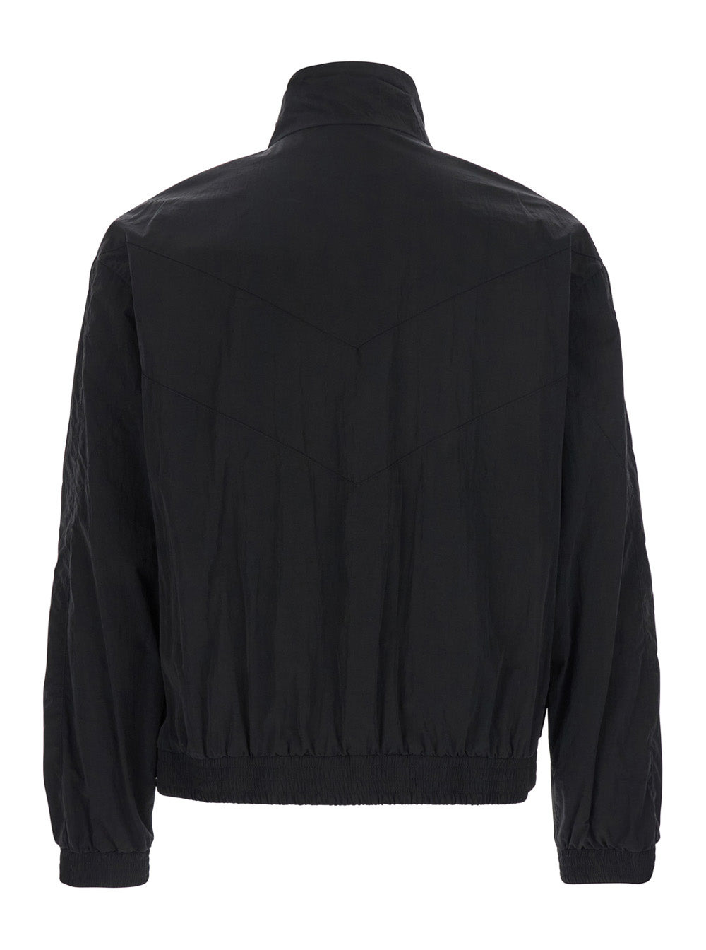 Saint Laurent Men Black Jacket With High Neck And Logo Lettering On The Front In Tech Fabric Man - 2