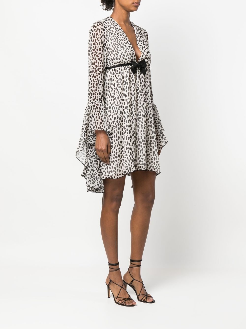 graphic-print silk mini dress - 3