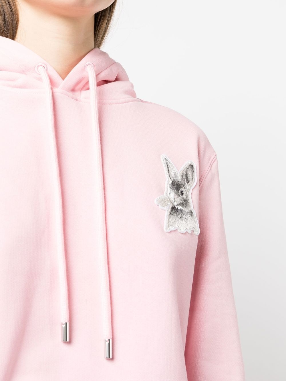 rabbit-embroidered drawstring hoodie - 5