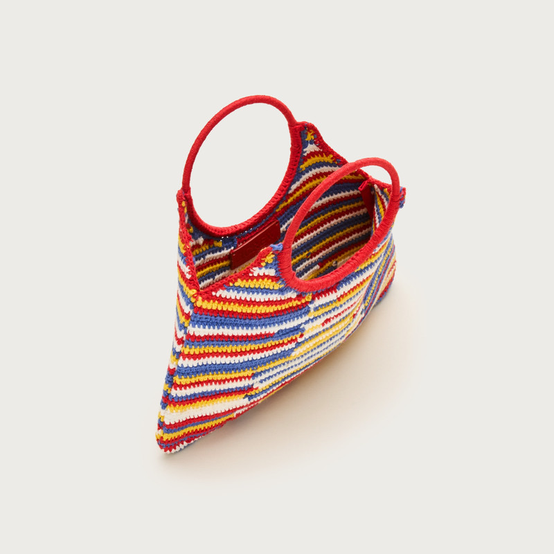 Handcrocheted top-handle bag in stripe 4