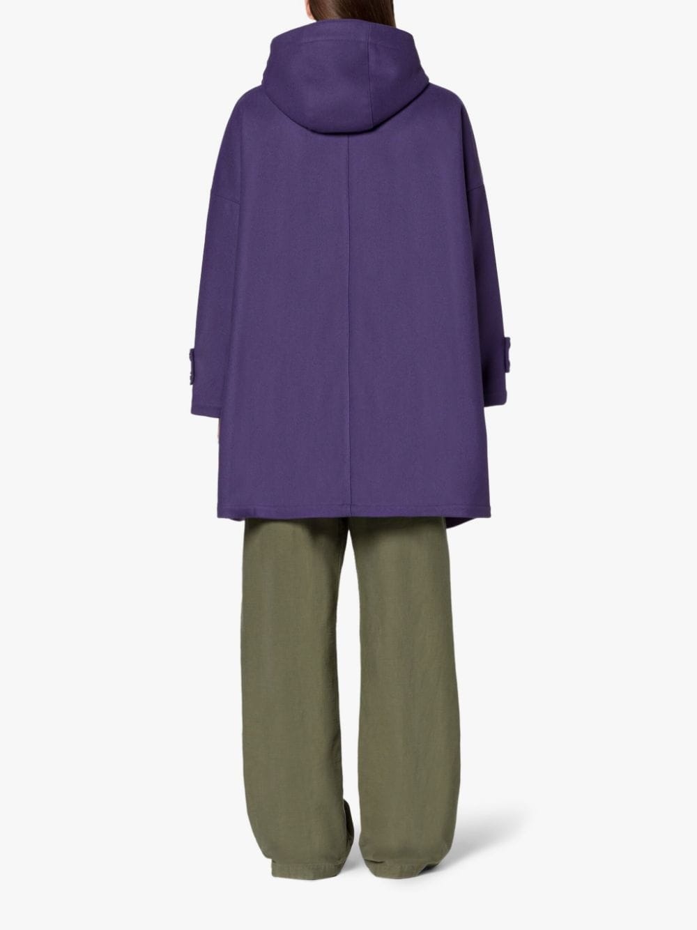 HUMBIE HOOD PURPLE WOOL OVERCOAT - 4