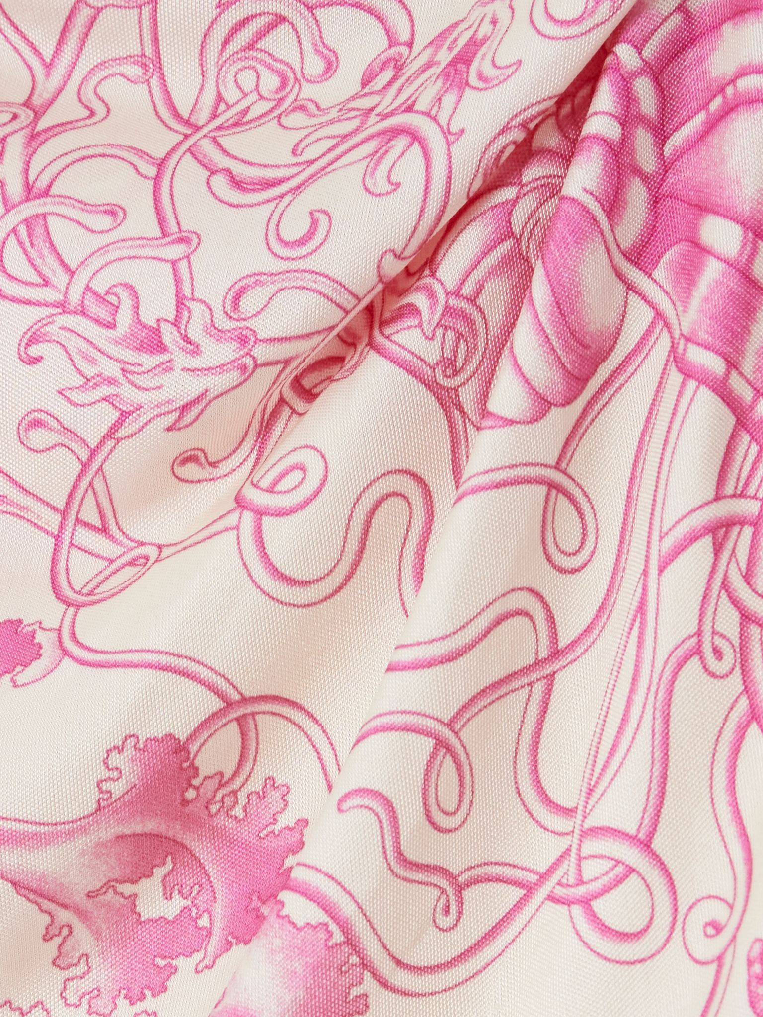 Wrap-effect draped printed silk-satin skirt Pink - 4