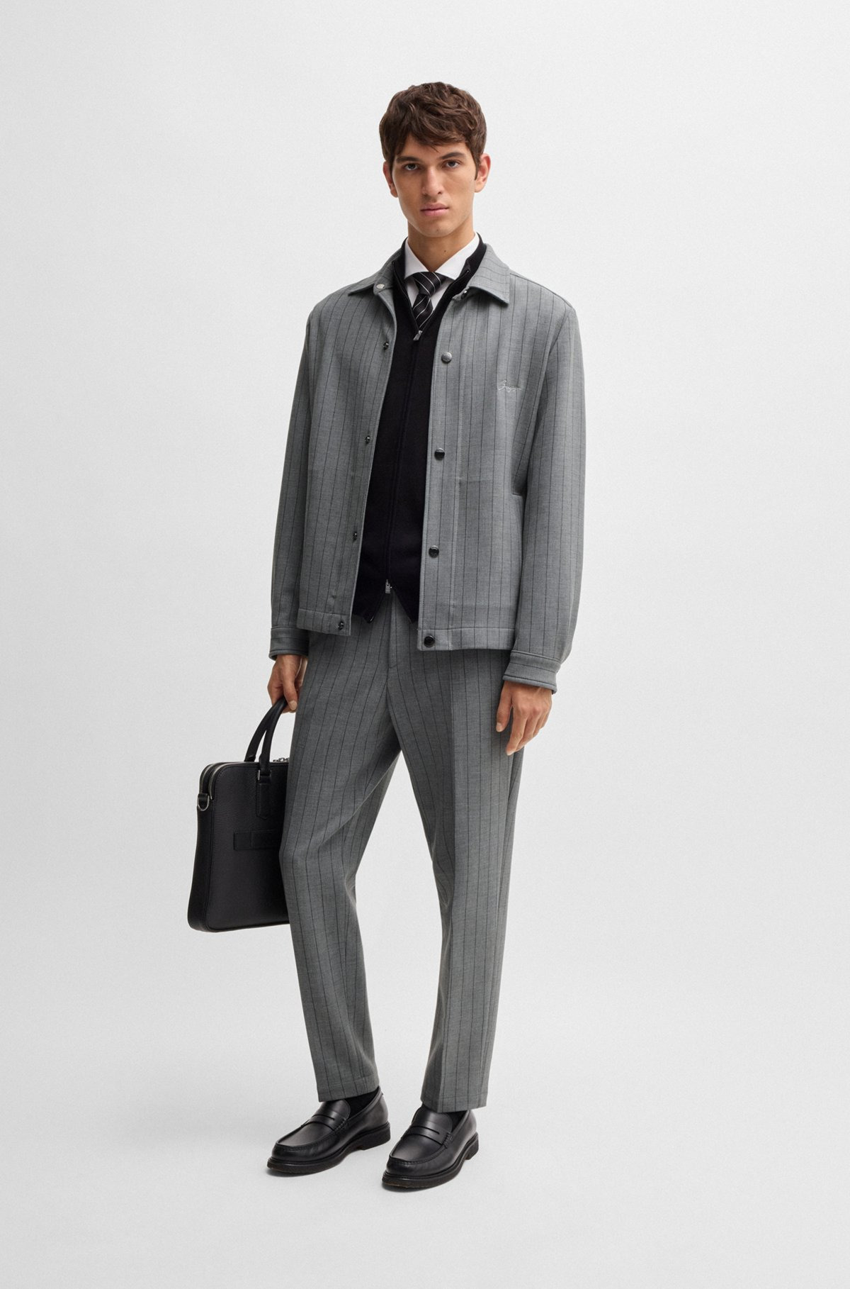 SLIM-FIT TROUSERS IN PINSTRIPE STRETCH FABRIC - 3