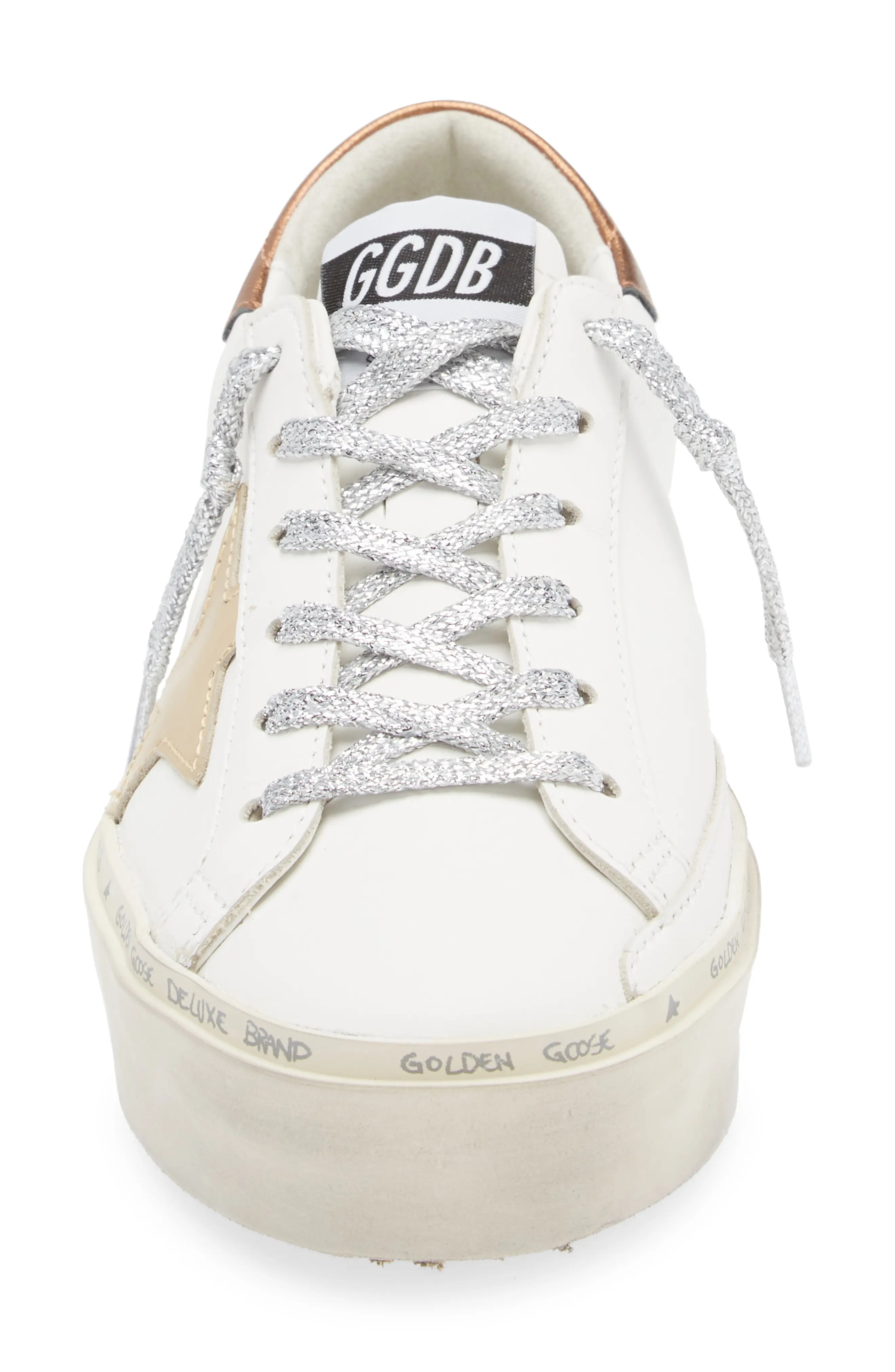 Hi Star Low Top Platform Sneaker in White/Gold - 4