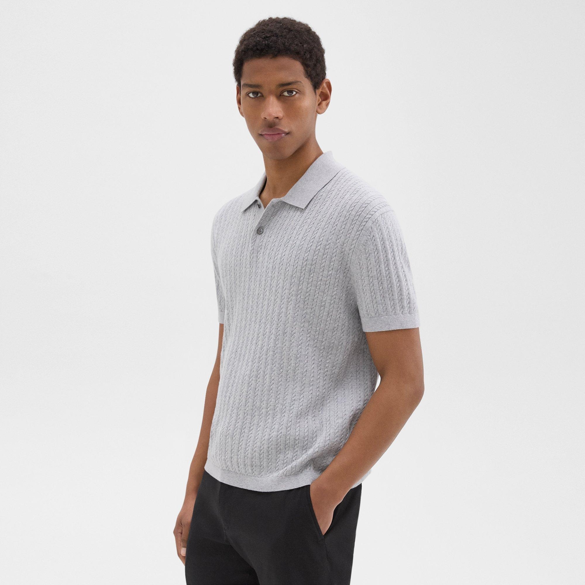 Cable Knit Polo in Cotton - 3