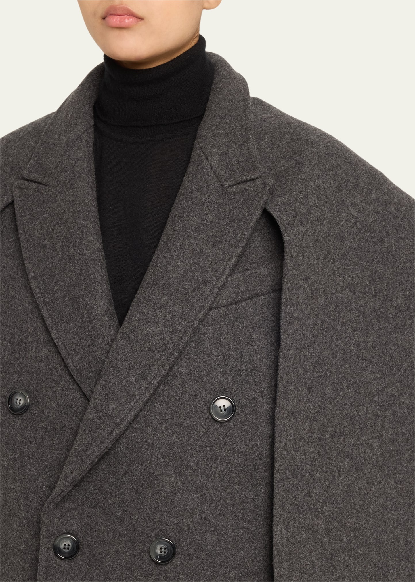 Andes Oversized Wool Coat with Removable Scarf - 5