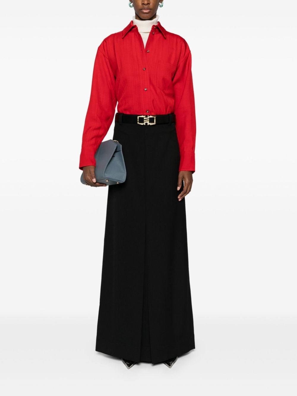 spread-collar textured shirt - 2