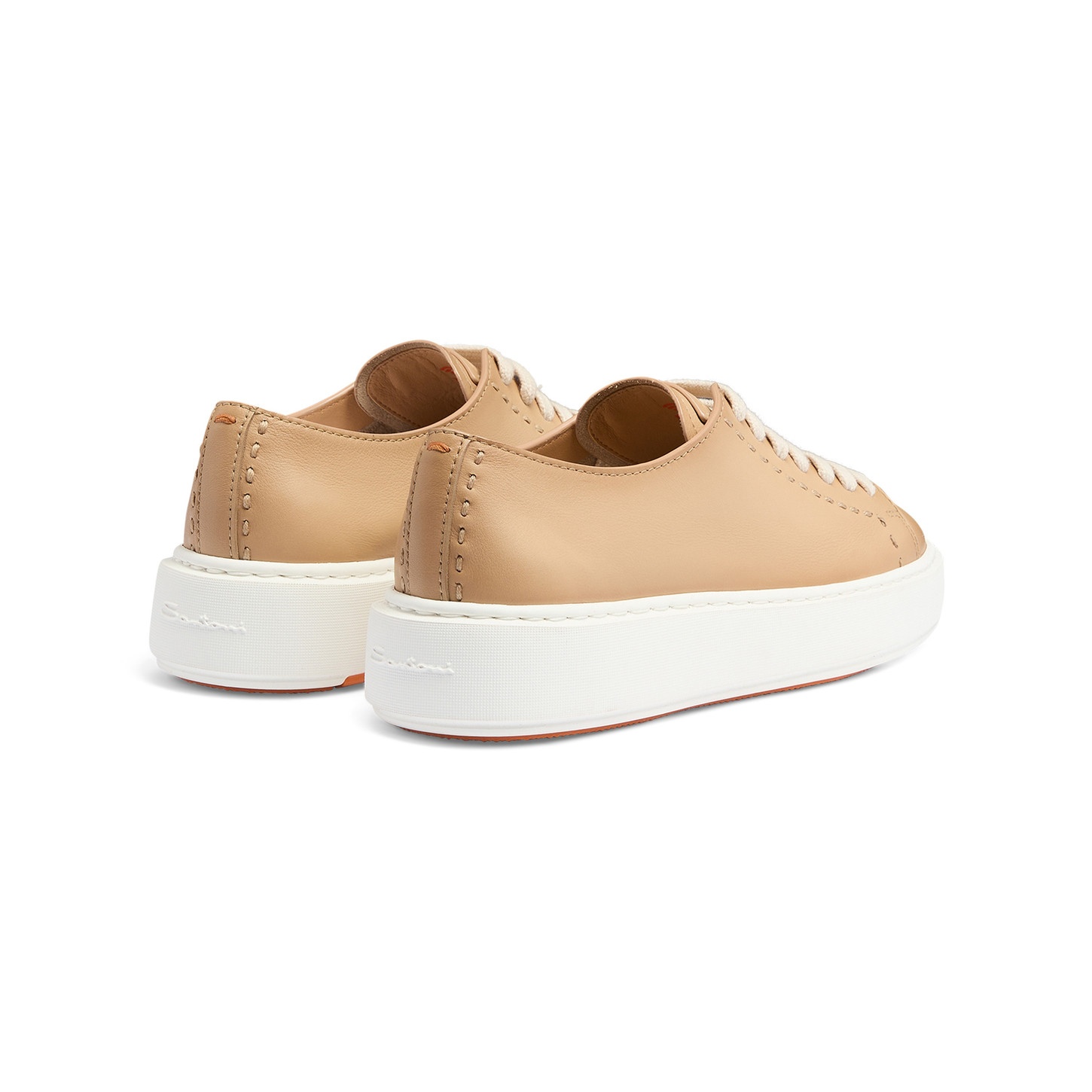 Women's light brown leather sneaker - 4