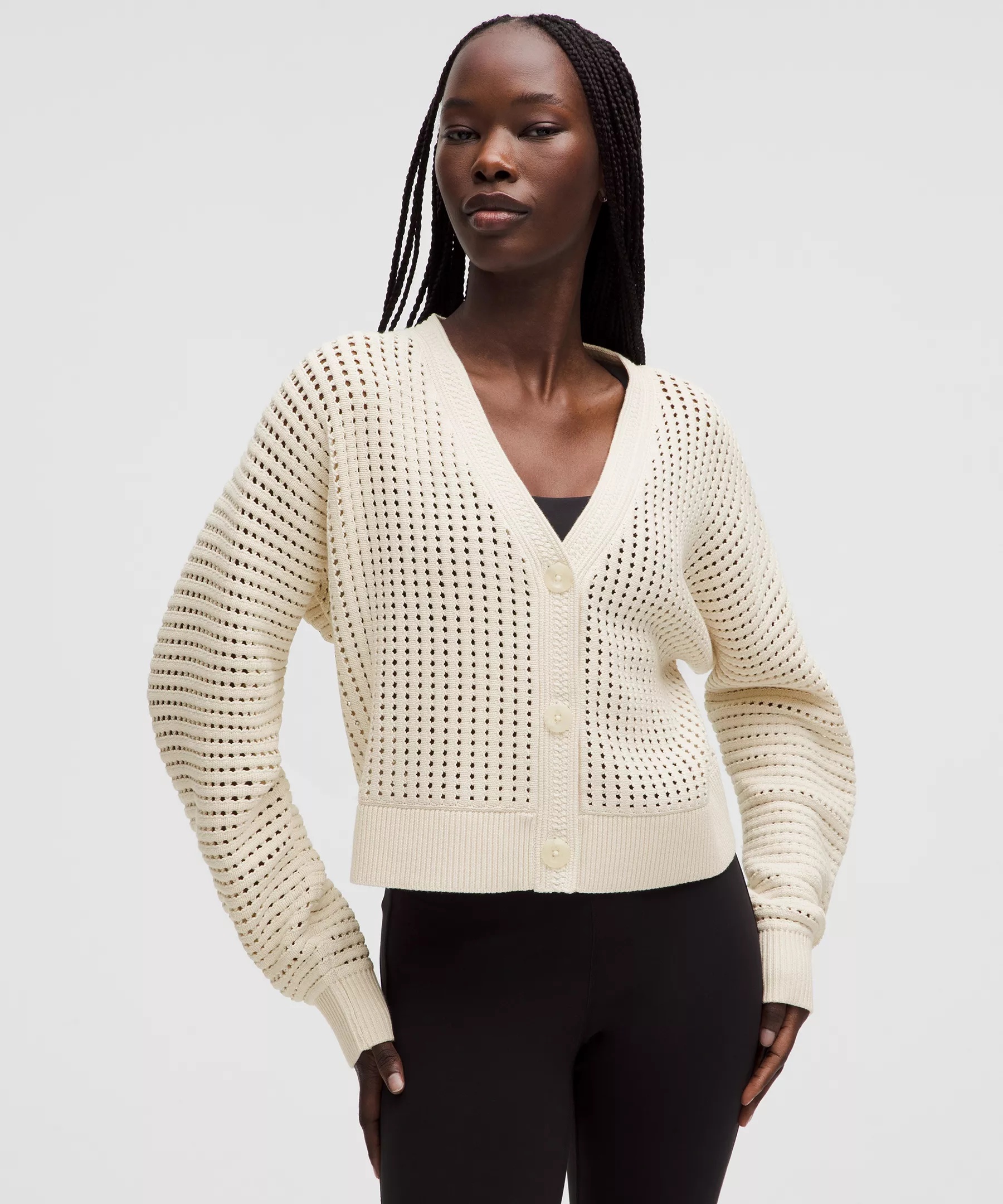 Cotton Crochet Mesh Relaxed-Fit Cardigan - 1