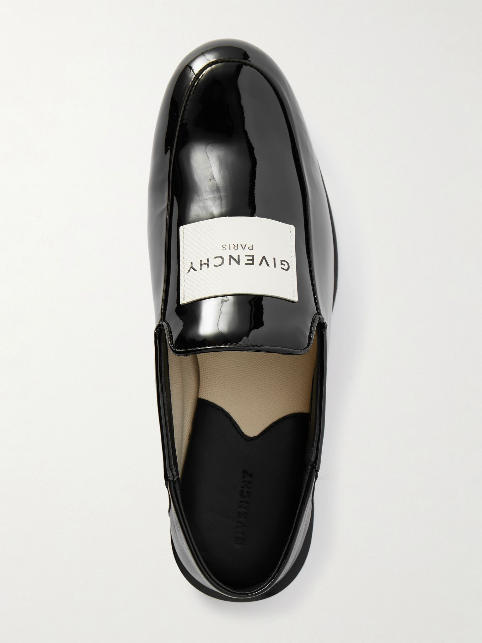 Collapsible-heel appliquéd patent-leather loafers Black - 5