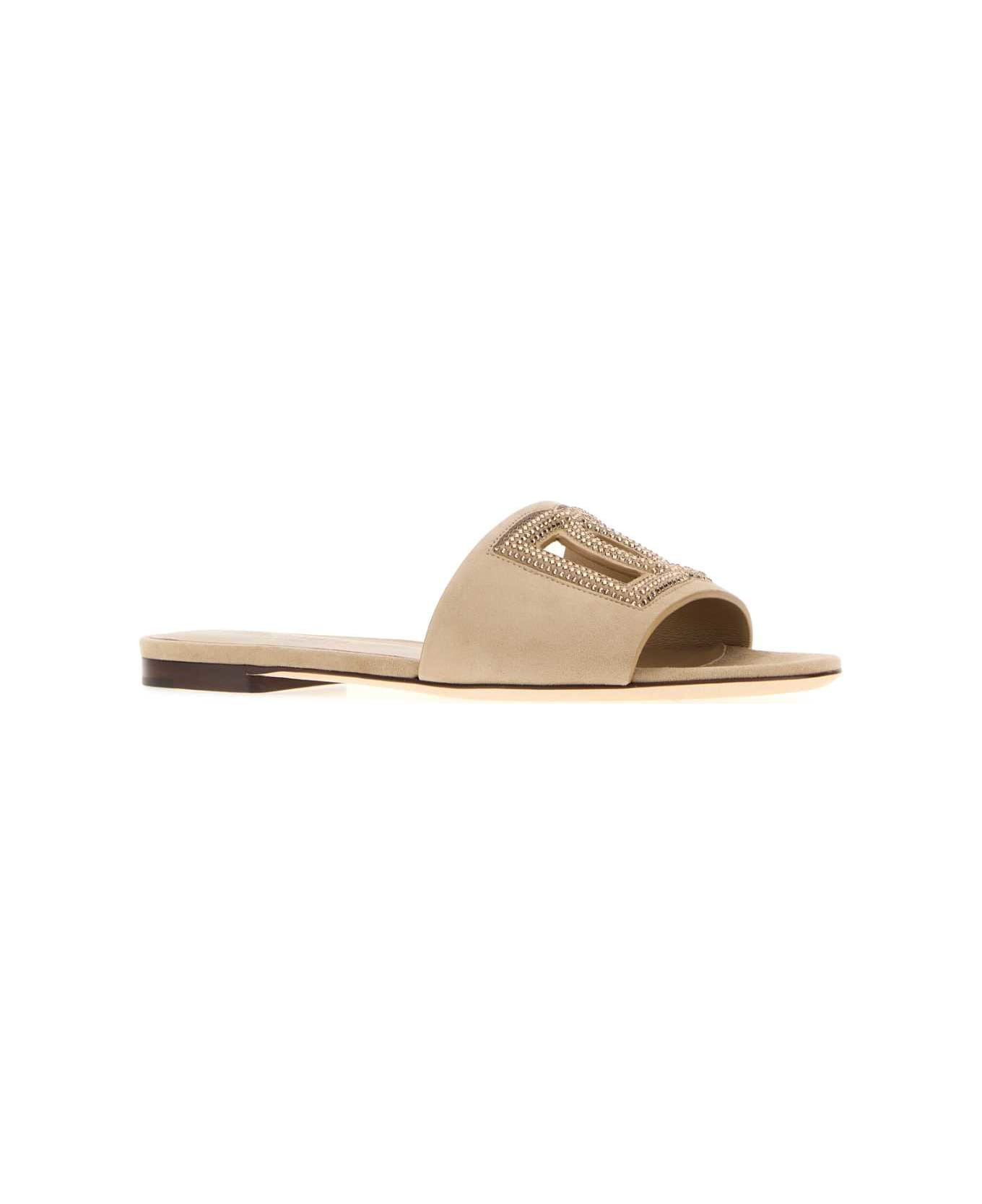 Beige Suede Slippers - 2