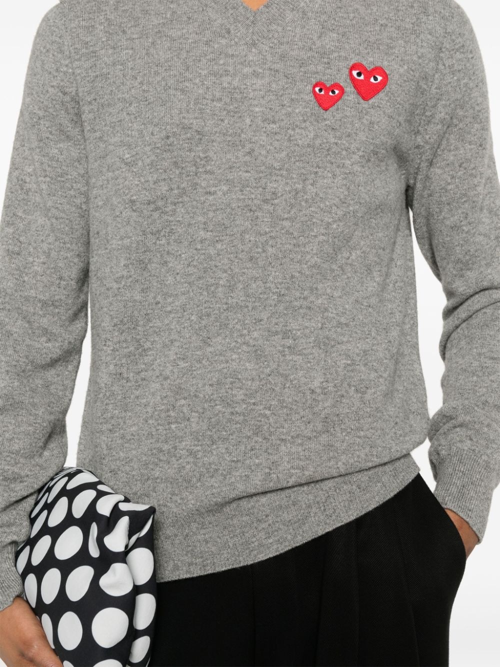 double heart-patch sweater - 5