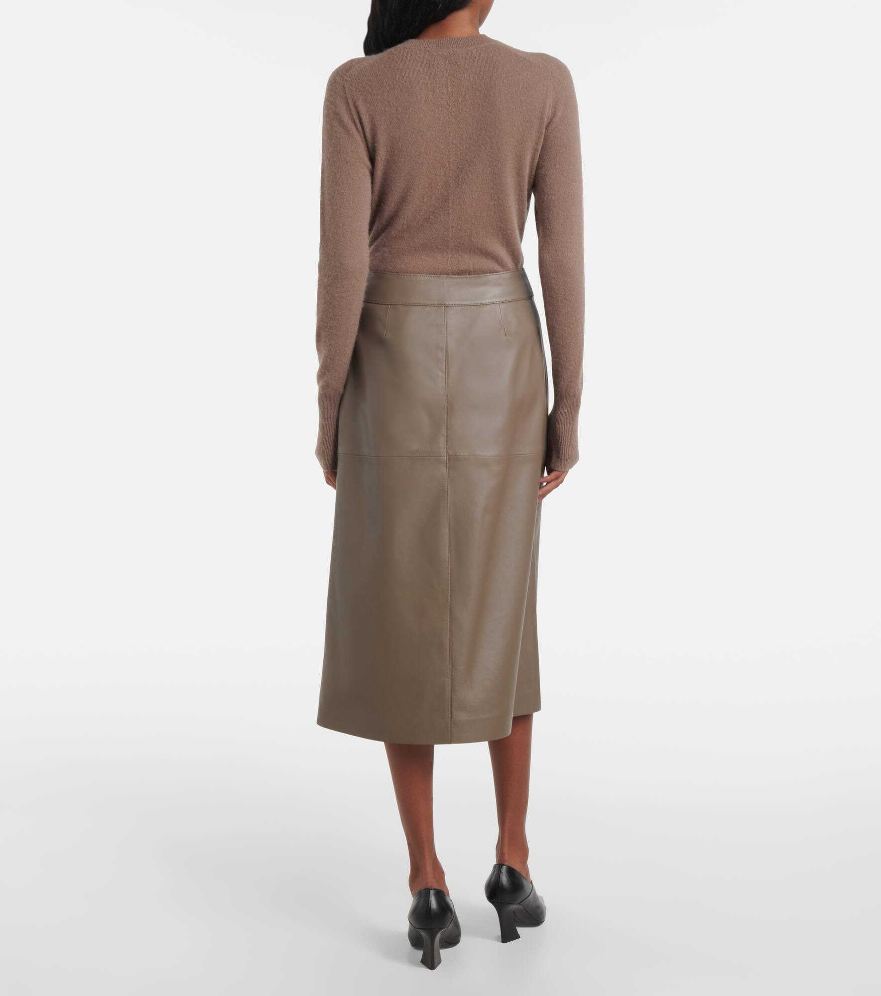 Leather midi skirt - 3