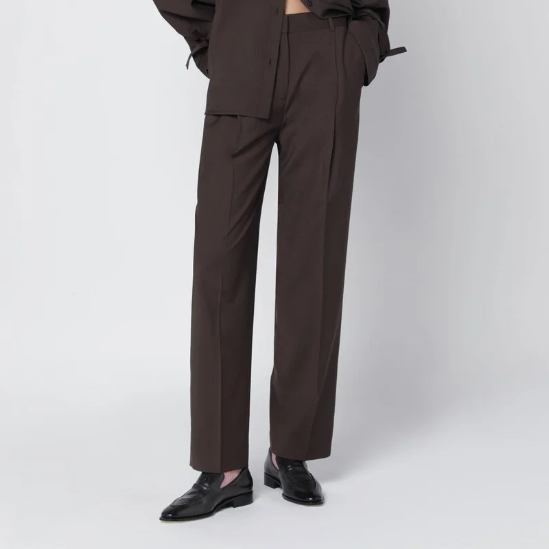 Brown wool trousers - 1